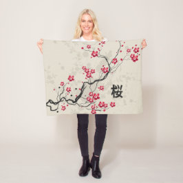 Cobertor De Velo Estilo Oriental Sakura Cherry Blossom Art