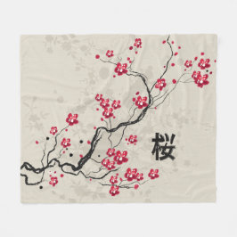 Cobertor De Velo Estilo Oriental Sakura Cherry Blossom Art