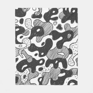 Cobertor De Velo Estilo Preto da Camuflagem de abstrato Doodle