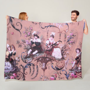 Cobertor De Velo Estilo Vitoriano Cinzento Rosa-Rosa Vintage Francê