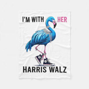 Cobertor De Velo Estou com o Harris W Flamingo Vote Blue