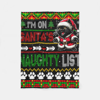 Cobertor De Velo Estou no Papai noel Xmas Lista travessa Xmas Gato 
