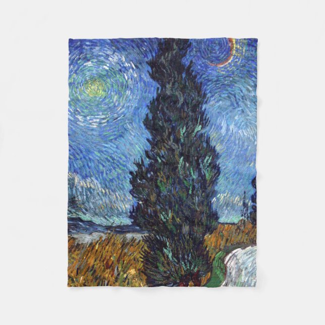 Cobertor De Velo Estrada Com Ciprestes Impressionismo Van Gogh (Frente)