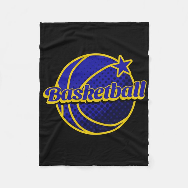 Cobertor De Velo Estrela de Basquete Azul e Amarelo (Frente)