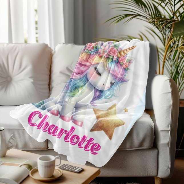 Cobertor De Velo Estrela mágica de unicórnio brilhante White (Criador carregado)