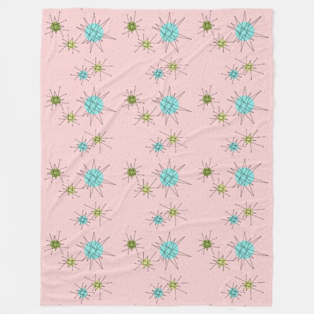 Cobertor De Velo Estrelas Atômicas Icônicas Cor-de-rosa Fleece Blan (Frente)