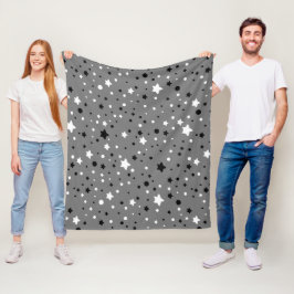 Cobertor De Velo Estrelas brancas e pretas nas Cinzas