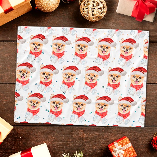 Cobertor De Velo Estrelas de Natal de Cachorro da Pomerânia (Criador carregado)