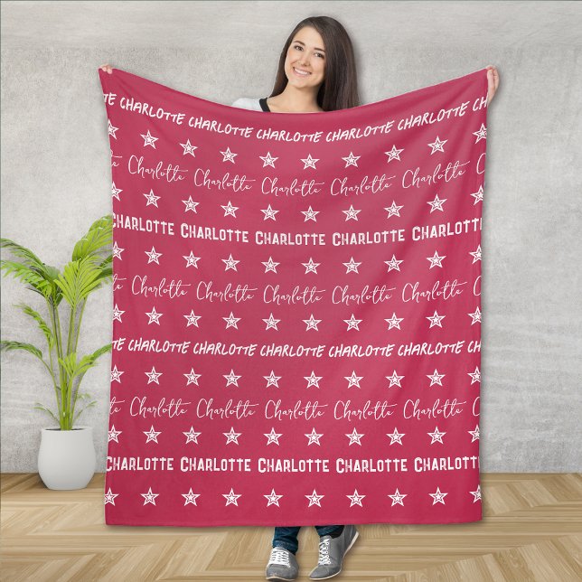 Cobertor De Velo Estrelas de Padrão de Monograma Rosa (Criador carregado)
