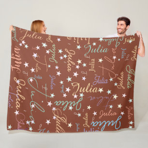 Cobertor De Velo Estrelas Específicas com Seu Nome Terracotta