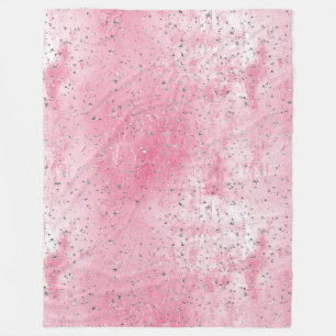 Cobertor De Velo Estrelas Prateadas Rosa  