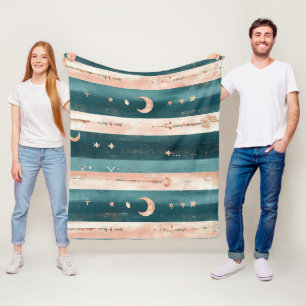 Cobertor De Velo Estrelas Tribais Clay & Teal e Faixa Lunar