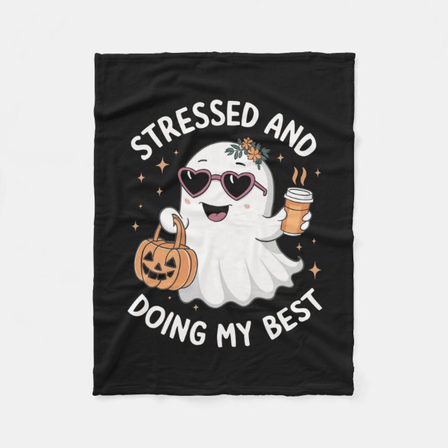 Cobertor De Velo Estressado E Fazendo Meu Fantasma Engraçado Hallow (Frente)