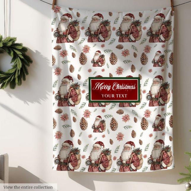 Cobertor De Velo Eterno Vermelho Verde Clássico em Aberto com Seu N (Timeless Classic Red Green Blanket with Your Name)