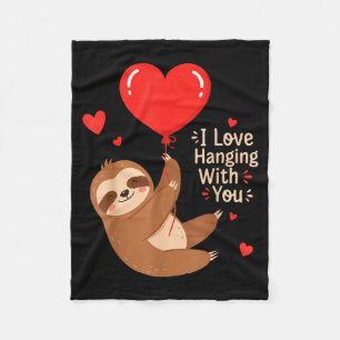 Cobertor De Velo Eu Adoro Ficar com Você Sloth Dia dos Namorados