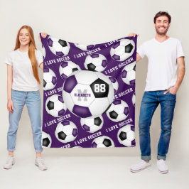 Cobertor De Velo Eu adoro o padrão de texto de futebol preto roxo