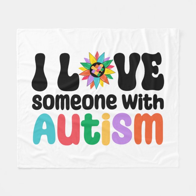 Cobertor De Velo Eu Amo Alguém Com Autismo (Frente (Horizontal))