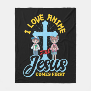 Cobertor De Velo Eu Amo Anime Mas Jesus Vem Primeiro Homem De Anime