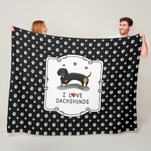 Cobertor De Velo Eu amo cachorro bonito (preto e bronzeado)