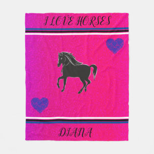 COBERTOR DE VELO EU AMO CAVALOS PINTOS PERSONALIZADOS E CAVALO NEGR