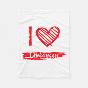 Cobertor De Velo Eu Amo Cheboygan Eu Coração Cheboygan