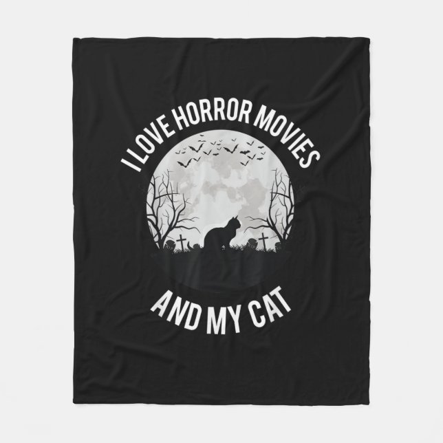 Cobertor De Velo Eu Amo Filmes De Horror E Meu Gato (Frente)
