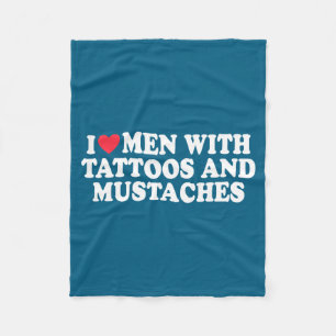 Cobertor De Velo Eu Amo Homens Com Tatuagens E Bigodes Citação Dive