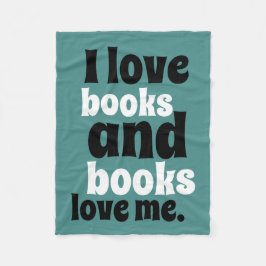 Cobertor De Velo Eu amo livros Fleece Blanket (branco e branco)