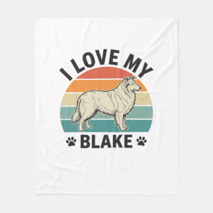 Cobertor De Velo Eu Amo Meu Cachorro Blake Design de Gravura Retro_