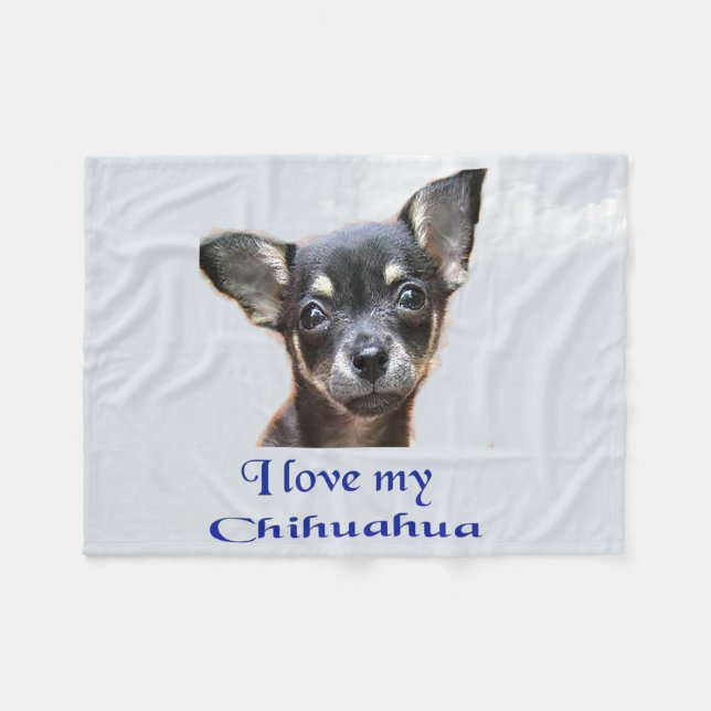 Cobertor De Velo Eu amo meu chihuahua (Frente (Horizontal))