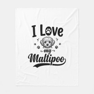 Cobertor De Velo Eu Amo Meu Maltipoo Vintage Engraving Design de Ca