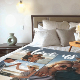 Cobertor De Velo Eu amo-nos Script Photo Blue e White