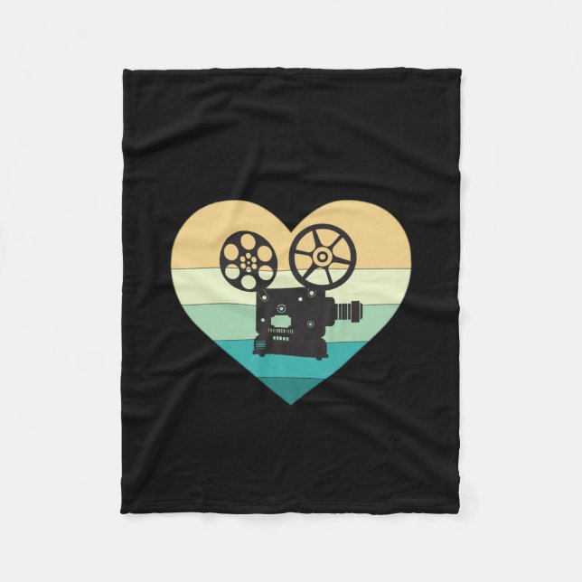 Cobertor De Velo Eu Amo Projetor de Filme Retro do Cinema (Frente)