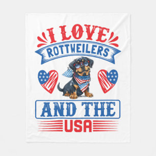 Cobertor De Velo Eu amo Rottweilers e os EUA