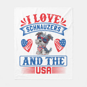 Cobertor De Velo Eu amo Schnauzers e os EUA