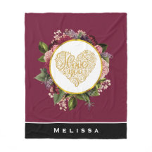 Eu Amo Você Ouro Coração Rico com Quadro Floral