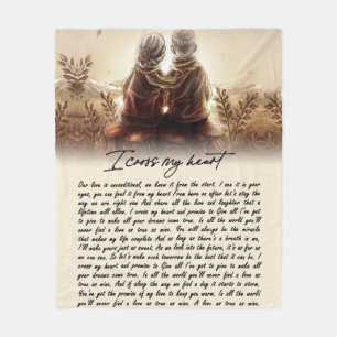 Cobertor De Velo Eu Cruzo Meu Coração e Prometo Dar Tudo Em Branco