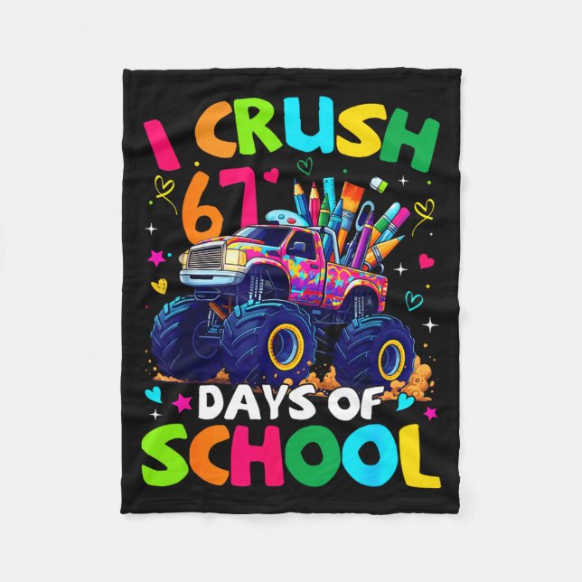 Cobertor De Velo Eu Esmago 67 Dias De Escola Caminhão Monstro Meme  (Frente)