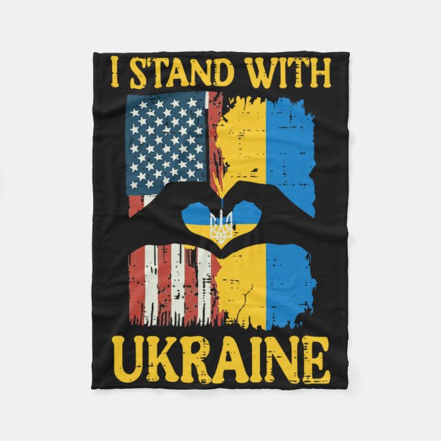 Cobertor De Velo Eu Fico Com a Bandeira Americana da Ucrânia Mão Co (Frente)