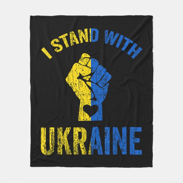Cobertor De Velo Eu Fico Com O Apoio De Bandeira Ucraniano (Frente)