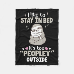 Cobertor De Velo Eu Gosto De Ficar Na Cama Sloth Sherpa Fleece Blan