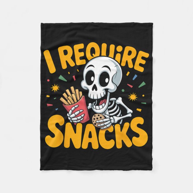 Cobertor De Velo Eu Preciso De Snacks Divertidos De Esqueleto De Ha (Frente)