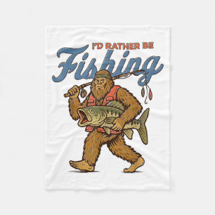 Cobertor De Velo Eu Preferiria Estar Pescando Bigfoot