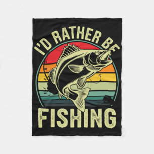 Cobertor De Velo Eu Preferiria Estar Pescando Retro Vintage Pescado