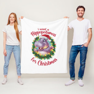 Cobertor De Velo Eu Quero Um Hippopotamus Para O Natal Hippo