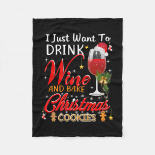 Cobertor De Velo Eu só quero beber vinho e bolo de natal assar