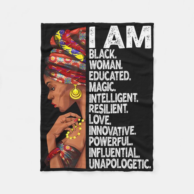Cobertor De Velo Eu Sou Mulher Negra Educada Mês da História Negra  (Frente)