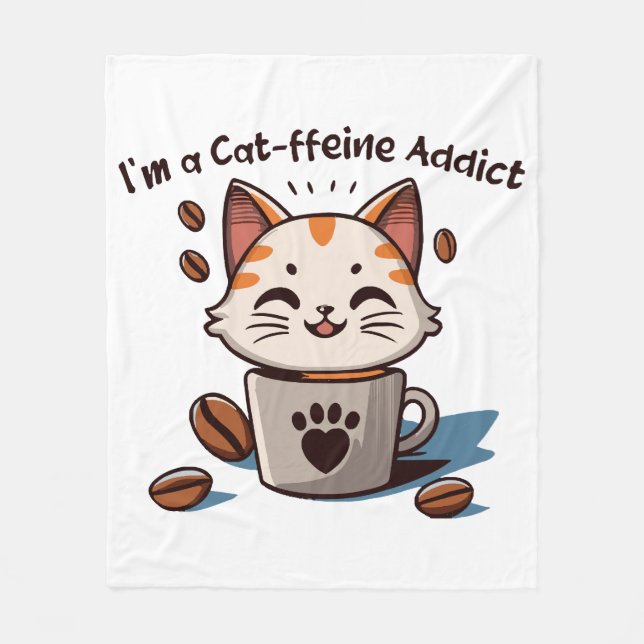 Cobertor De Velo Eu sou um viciado em Cat-ffeine (Frente)