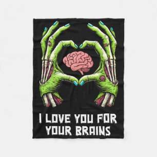Cobertor De Velo Eu Te Amo Por Seus Miolos Mãos de Zumbi Halloween