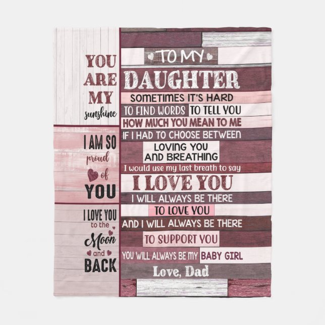 Cobertor De Velo Eu te amo... presente para a filha (Frente)